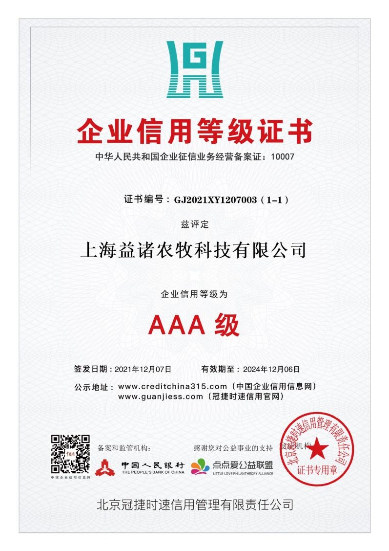 Enterprise Credit Rating Certificate